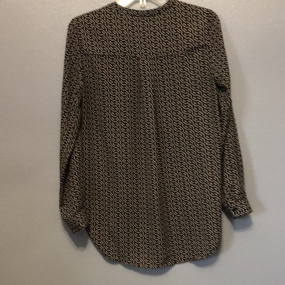 Pleione blouse Women's Small S long sleeve black brown abstract shirt top EUC - Picture 9 of 11